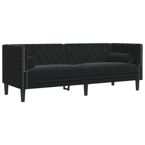 vidaXL Καναπές Chesterfield Άλλο Μαύρο 194 x 74.5 x 70.5 εκ. Βελούδο