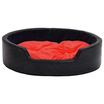 vidaXL Κρεβάτι Σκύλου Μαύρο/Κόκκινο 99x89x21 εκ. Βελουτέ/Συνθ. Δέρμα