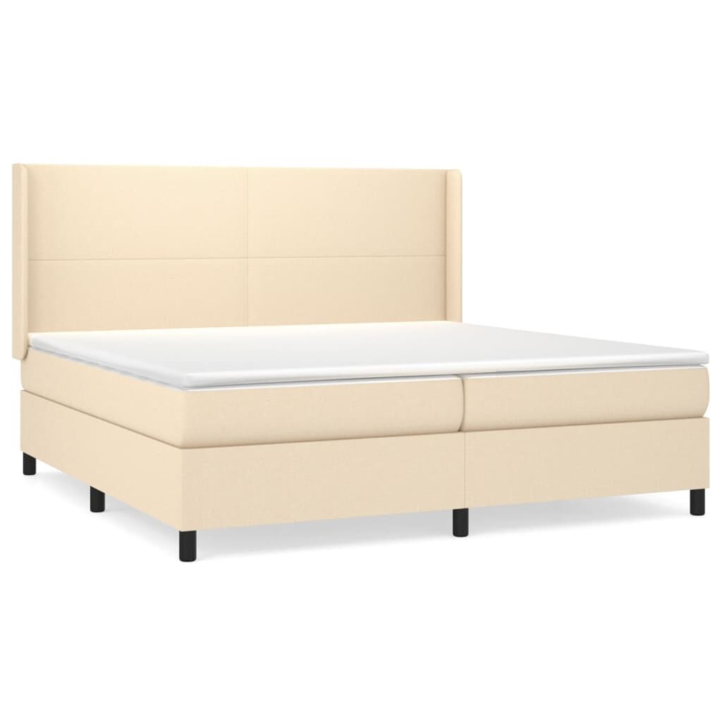 vidaXL Κρεβάτι Boxspring με Στρώμα Κρεμ 200x200 εκ. Υφασμάτινο