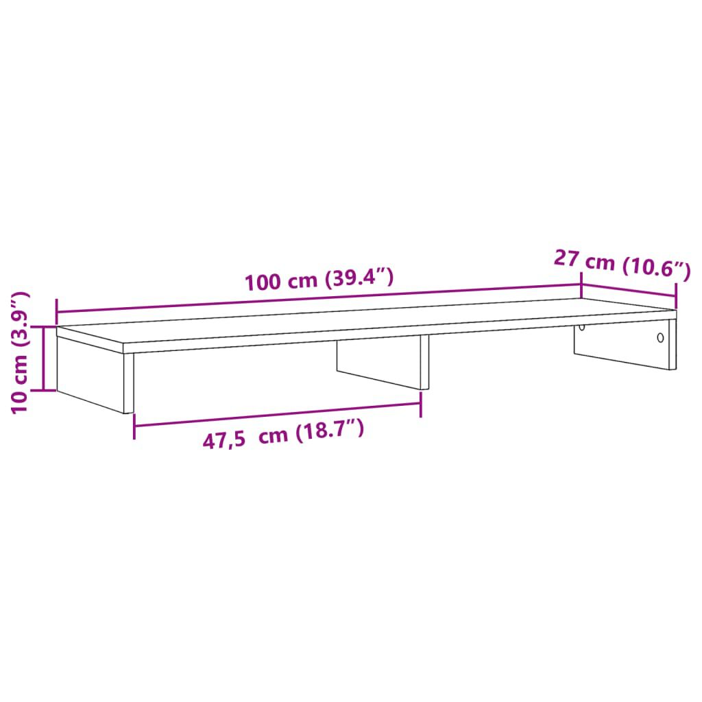 vidaXL Βάση Οθόνης Όψη Παλαιού Ξύλου 100x27x10 εκ. από Επεξ. Ξύλο