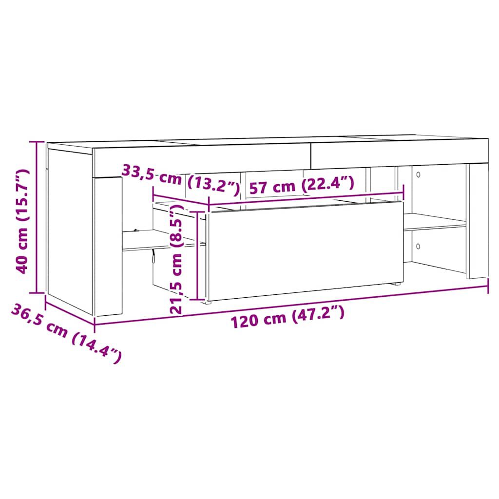 vidaXL Έπιπλο Τηλεόρασης με LED Γκρι Sonoma 120x35x40 εκ.
