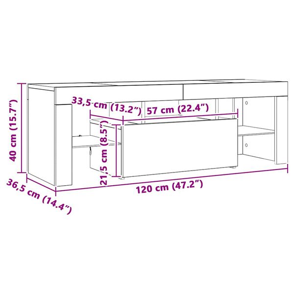 vidaXL Έπιπλο Τηλεόρασης με LED Γκρι Sonoma 120x35x40 εκ.