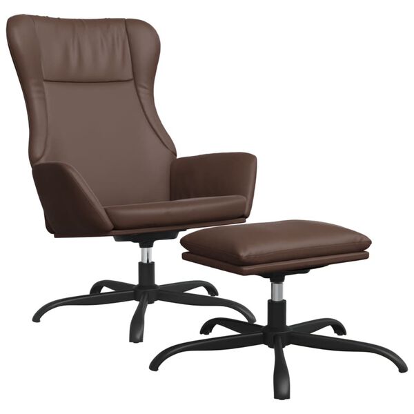 vidaXL Πολυθρόνα Relax Γυαλιστερό Καφέ Συνθετικό Δέρμα με Υποπόδιο