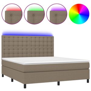vidaXL &Kappa;&rho;&epsilon;&beta;ά&tau;&iota; Boxspring &mu;&epsilon; &Sigma;&tau;&rho;ώ&mu;&alpha; & LED Taupe 180x200 &epsilon;&kappa;. &Upsilon;&phi;&alpha;&sigma;&mu;ά&tau;&iota;&nu;&omicron;
