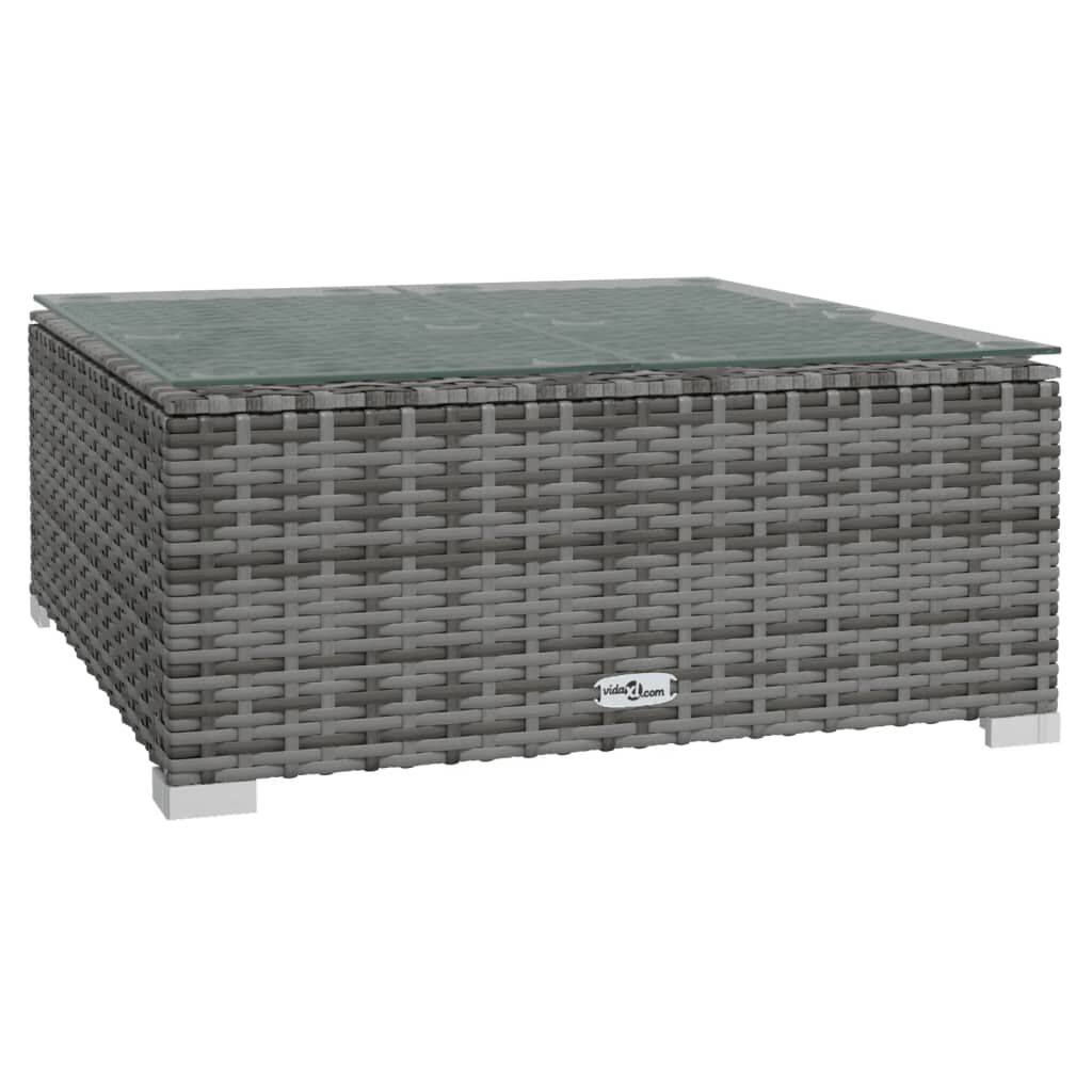 vidaXL Τραπεζάκι Σαλονιού Κήπου Γκρι 60x60x30 εκ. Συνθ. Ρατάν/Γυαλί