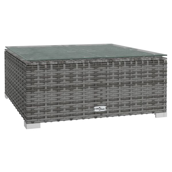 vidaXL Τραπεζάκι Σαλονιού Κήπου Γκρι 60x60x30 εκ. Συνθ. Ρατάν/Γυαλί