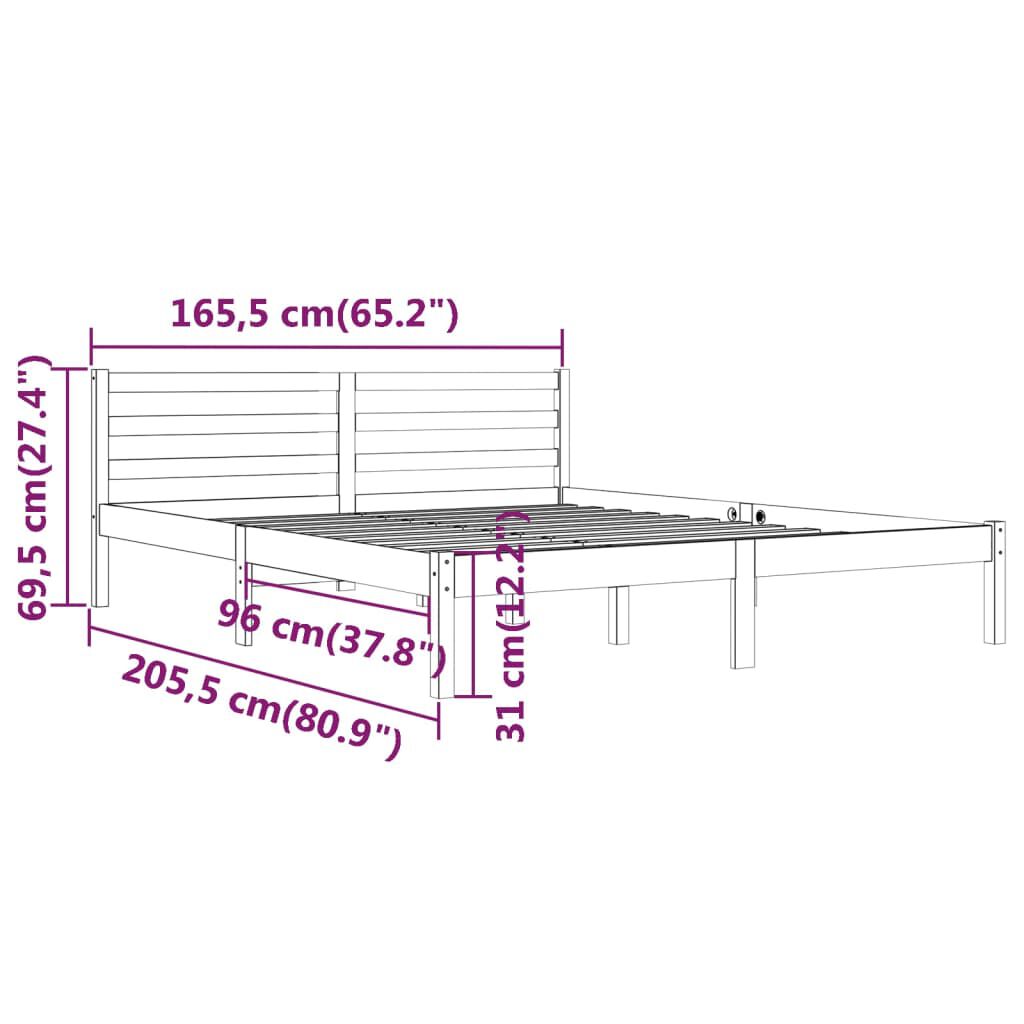 vidaXL Πλαίσιο Κρεβατιού Γκρι 160 x 200 εκ. από Μασίφ Ξύλο Πεύκου