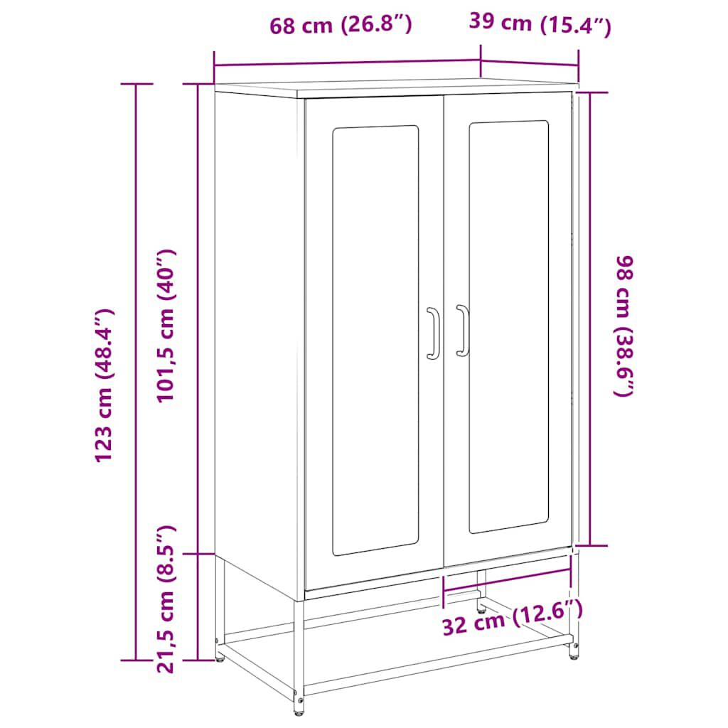 vidaXL Highboard Ροζ 68x39x123 cm Ατσάλι
