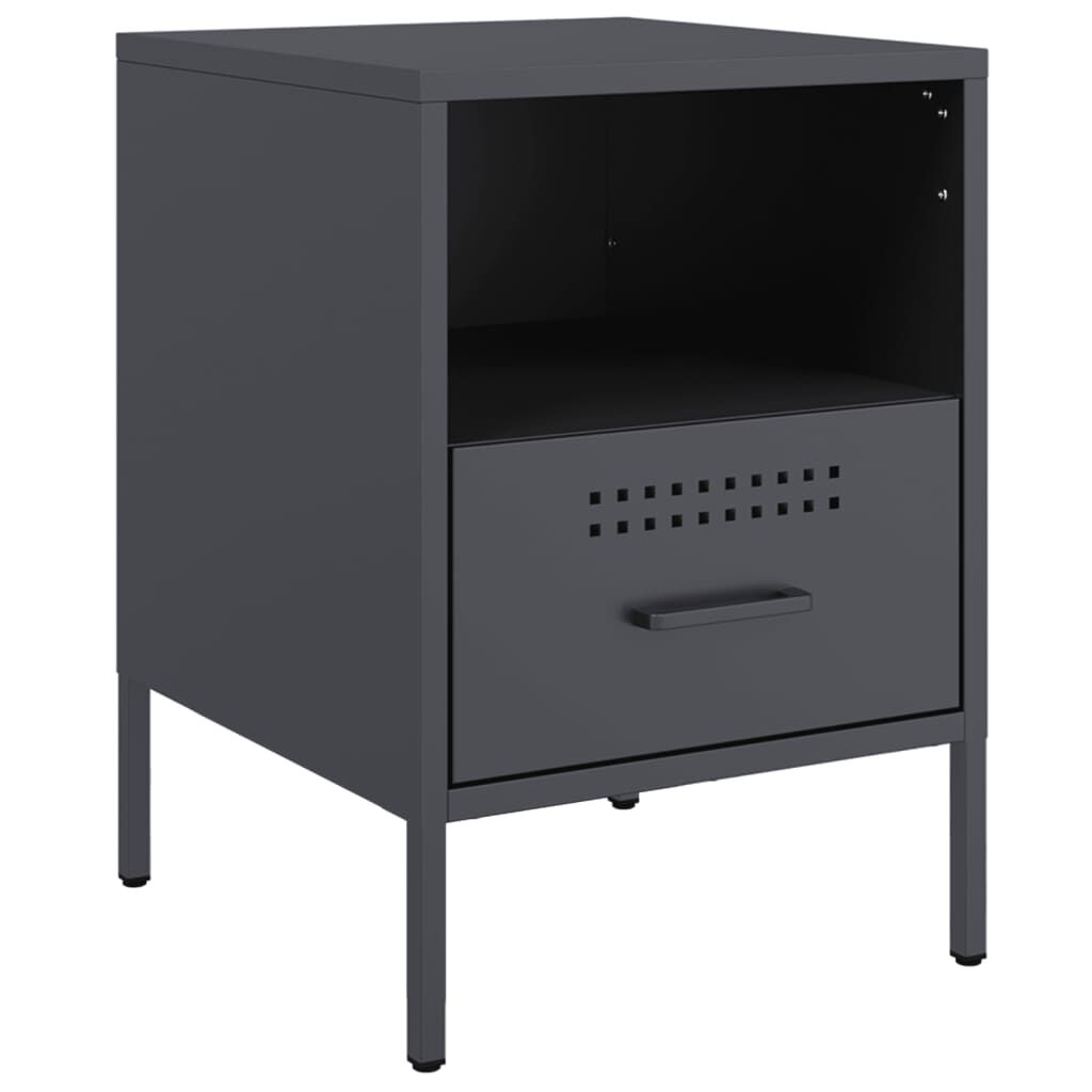 vidaXL Κομοδίνα 2 τεμ. Ανθρακί 36x39x50,5 εκ. από Χάλυβα