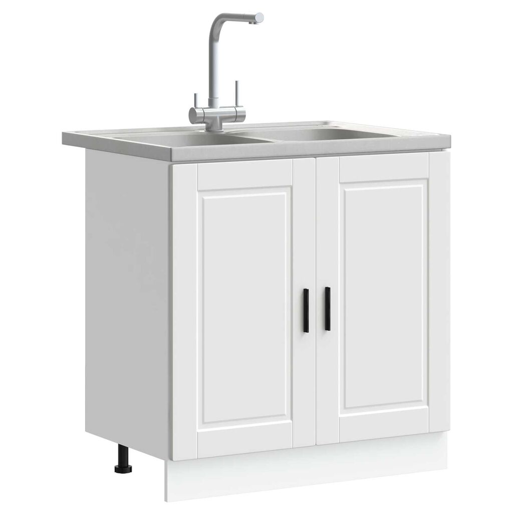 vidaXL Βάση Νιπτήρα "Porto" με Νιπτήρα Λευκό 80x46x84,5 εκ από Επεξεργασμένο Ξύλο
