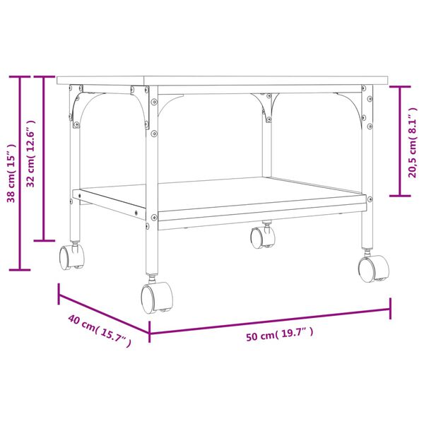 vidaXL Βάση Εκτυπωτή 2 Επιπέδων Sonoma Δρυς 50x40x38 εκ Επεξ. Ξύλο