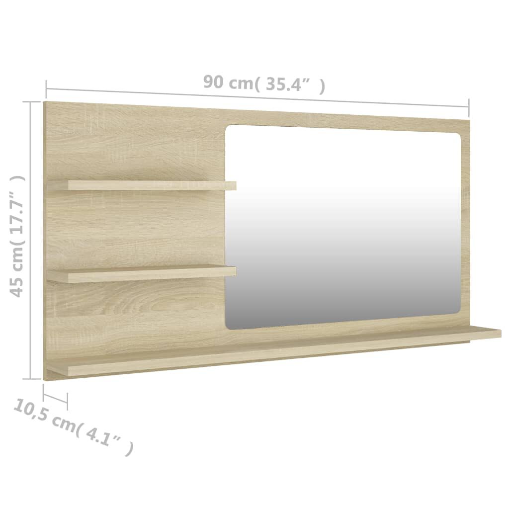 vidaXL Καθρέφτης Μπάνιου Sonoma Δρυς 90 x 10,5 x 45 εκ. Επεξ. Ξύλο