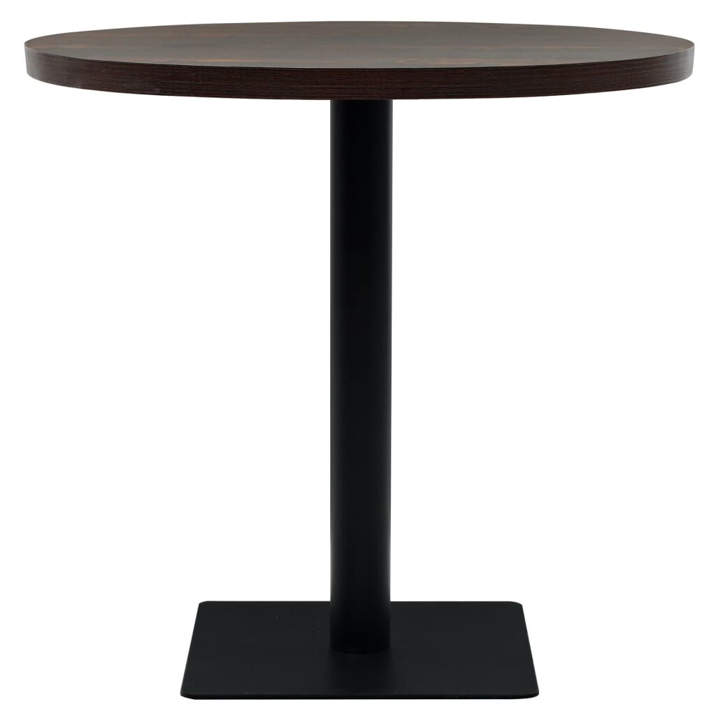 vidaXL Τραπέζι Bistro Στρογγυλό Σκούρο Σταχτί 80 x 75 εκ. MDF / Ατσάλι
