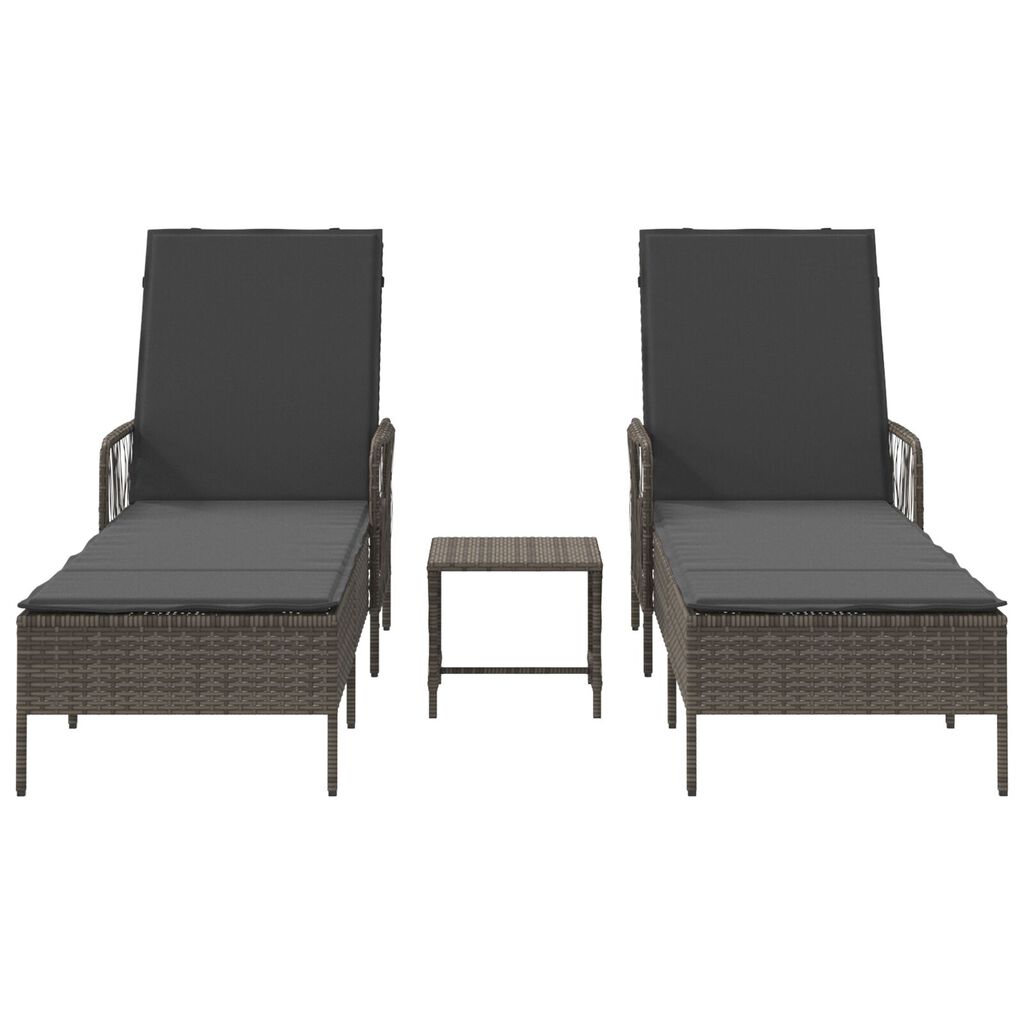 vidaXL Ξαπλώστρα 2-πρόσωπο 2 pcs Γκρι 35 x 35 x 32 εκ. συνθετικό ρατάν
