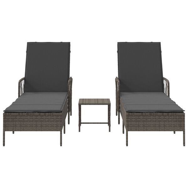 vidaXL Ξαπλώστρα 2-πρόσωπο 2 pcs Γκρι 35 x 35 x 32 εκ. συνθετικό ρατάν