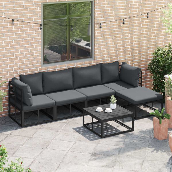 vidaXL Σετ Καναπέ Κήπου 6 pcs Μαύρο 70 x 70 x 32 εκ Αλουμίνιο