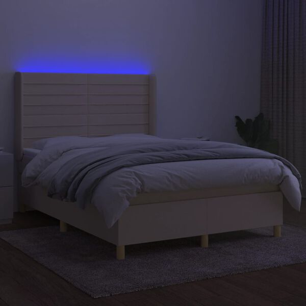 vidaXL &Kappa;&rho;&epsilon;&beta;ά&tau;&iota; Boxspring &mu;&epsilon; &Sigma;&tau;&rho;ώ&mu;&alpha; & LED &Kappa;&rho;&epsilon;&mu; 140x190 &epsilon;&kappa;. &Upsilon;&phi;&alpha;&sigma;&mu;ά&tau;&iota;&nu;&omicron;