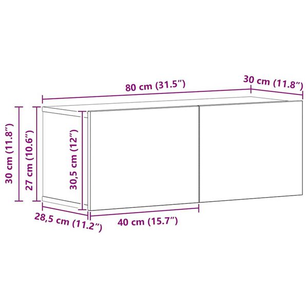 vidaXL Τηλεοπτική Κάβα Τοίχου 4 pcs Μαύρη δρυς Επεξεργασμένο ξύλο