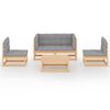 vidaXL Σαλόνι Κήπου Σετ 5 Τεμαχίων από Μασίφ Ξύλο Πεύκου με Μαξιλάρια