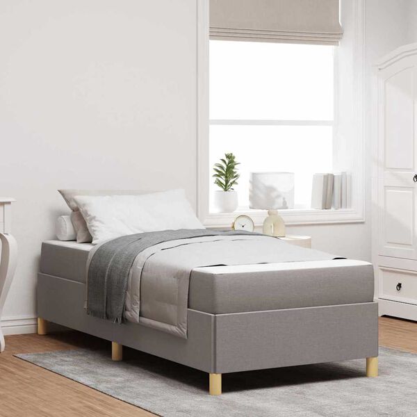 vidaXL Σκελετός Κρεβατιού με στρώμα Taupe 90 x 190 cm ύφασμα