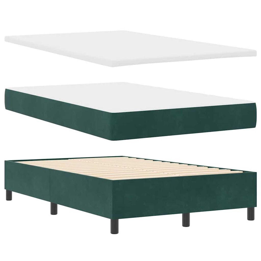 vidaXL Κρεβάτι με ελατήρια Σκούρο πράσινο 120 x 190 cm Βελούδο
