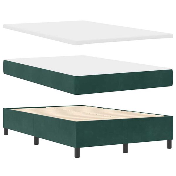 vidaXL Κρεβάτι με ελατήρια Σκούρο πράσινο 120 x 190 cm Βελούδο