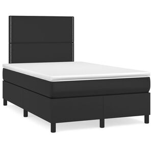 vidaXL Κρεβάτι Boxspring με Στρώμα Μαύρο 120 x 200 εκ. Συνθετικό Δέρμα