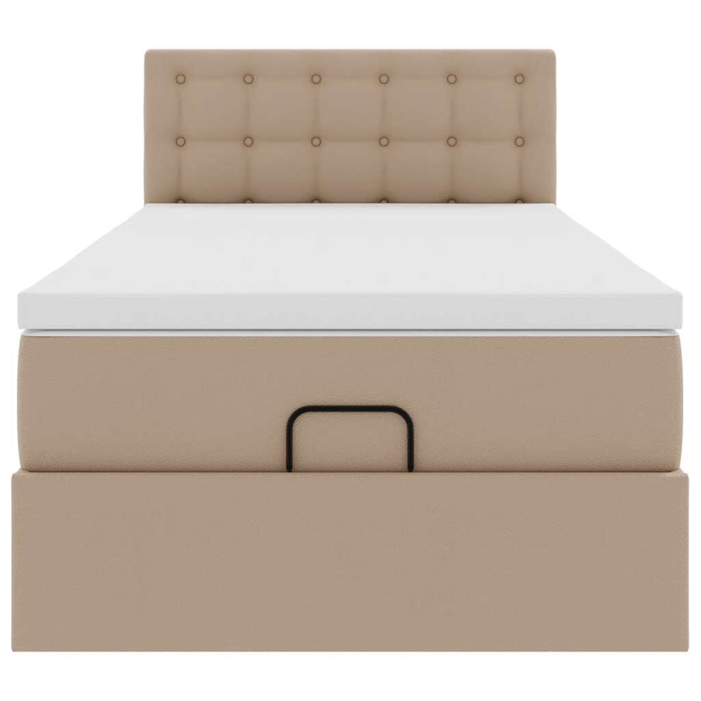 vidaXL Οθωμανικό κρεβάτι με στρώμα Cappucino 100x200cm Faux Leather