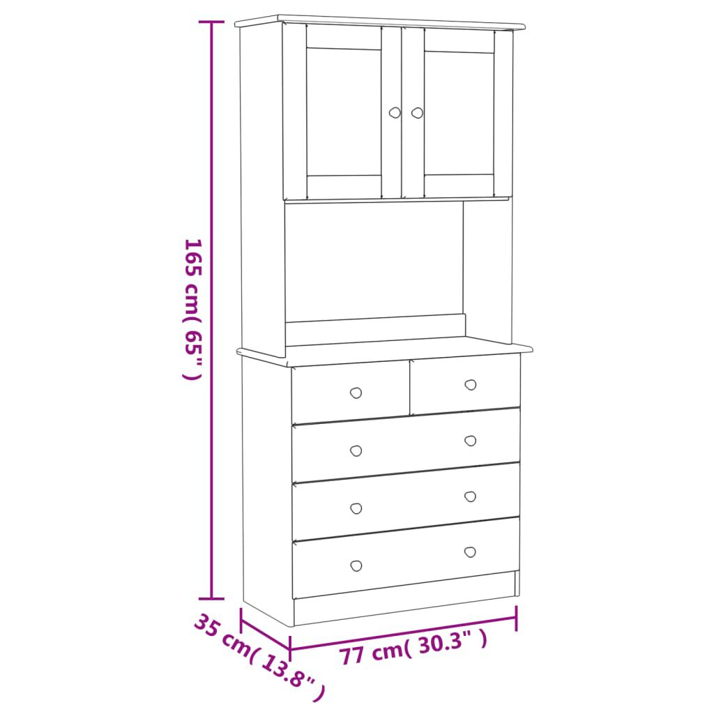 vidaXL Ντουλάπι ALTA 77 x 35 x 165 εκ. από Μασίφ Ξύλο Πεύκου