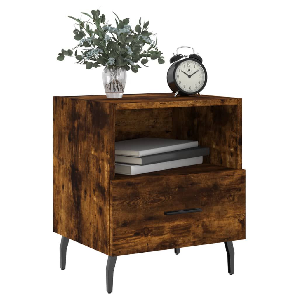 vidaXL Κομοδίνα 2 τεμ. Καπνιστή Δρυς 40 x 35 x 47,5 εκ. Επεξεργ. Ξύλο