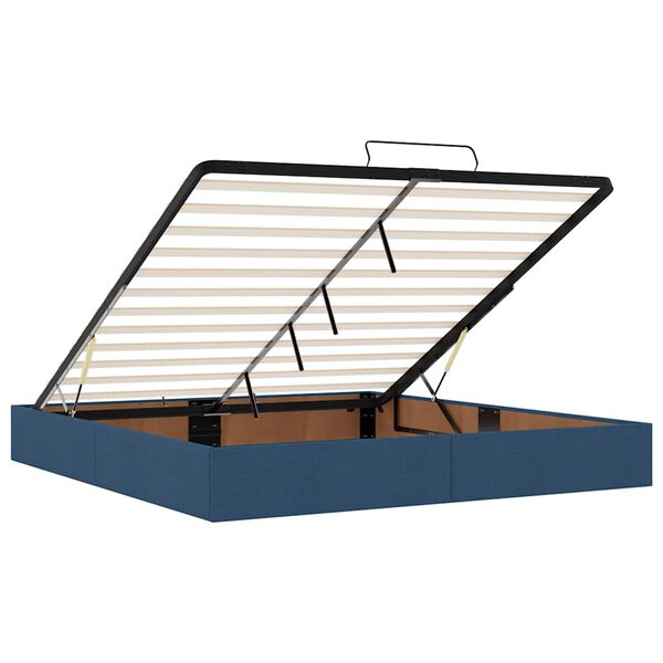 vidaXL Οθωμανικό κρεβάτι με στρώμα & LEDs Μπλε 180x200cm ύφασμα