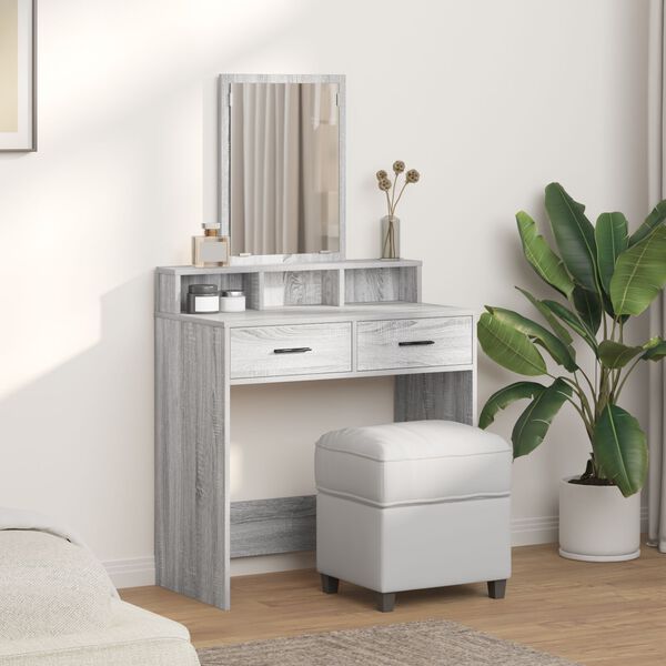 vidaXL Καθρέφτης με Συρτάρια Γκρι Σοναμά 79x41x140 εκ