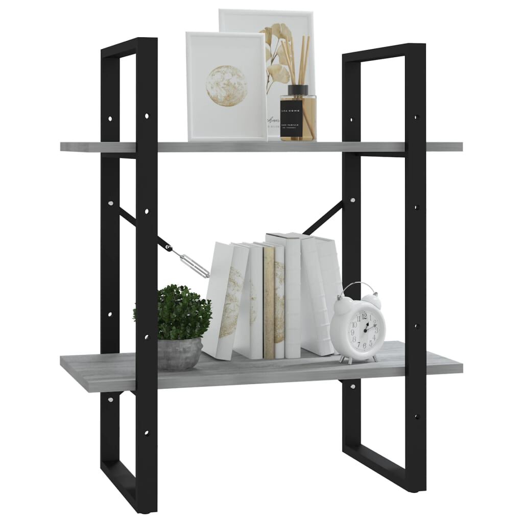 vidaXL Βιβλιοθήκη με 2 Ράφια Γκρι Sonoma 60x30x70 εκ. Επεξεργ. Ξύλο