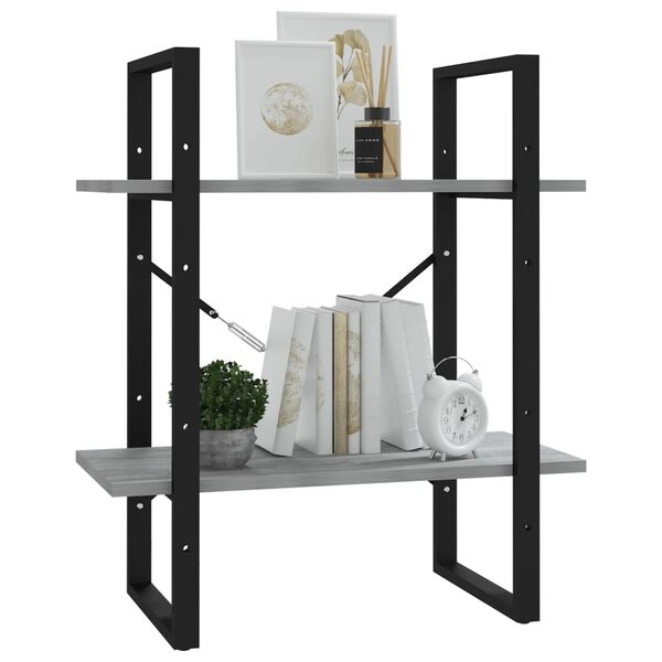 vidaXL Βιβλιοθήκη με 2 Ράφια Γκρι Sonoma 60x30x70 εκ. Επεξεργ. Ξύλο