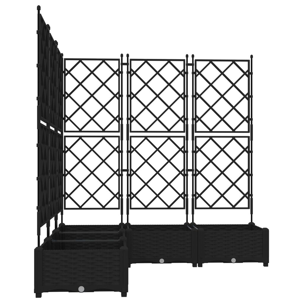 vidaXL Γλάστρα Κήπου με Τρέλις 5 τεμ Μαύρη 120x120x125.5 εκ