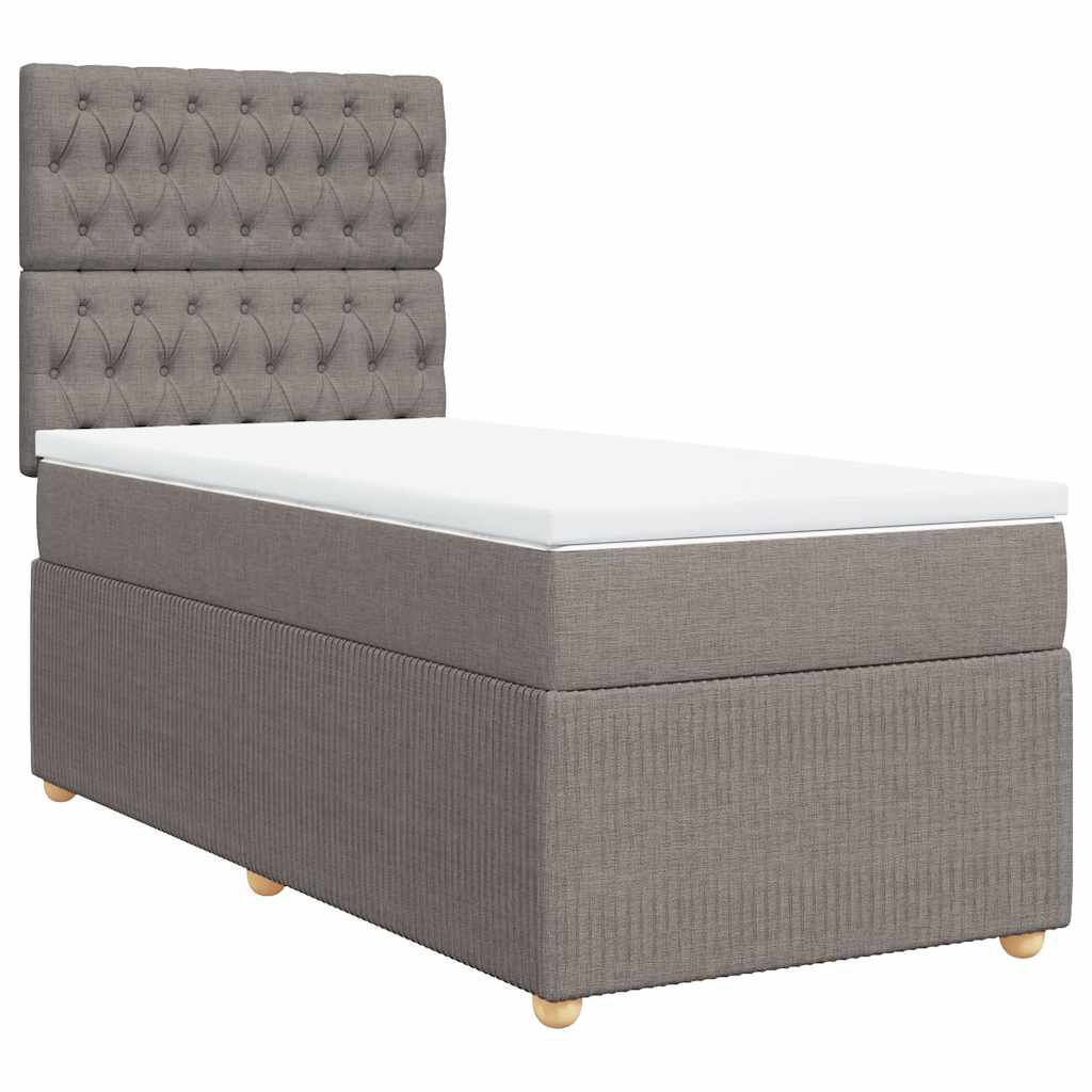 vidaXL Κρεβάτι Boxspring με Στρώμα Taupe 80x200 εκ. Υφασμάτινο