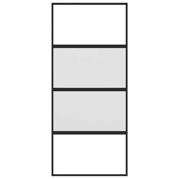 vidaXL Συρόμενη Πόρτα Μαύρη 90 x 205 εκ. από Ψημένο Γυαλί & Αλουμίνιο