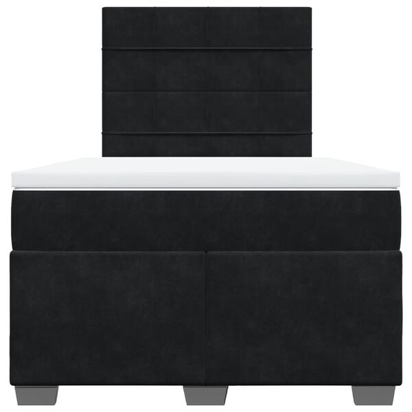vidaXL Κρεβάτι Boxspring με Στρώμα Μαύρο 120 x 200 εκ. Βελούδινο