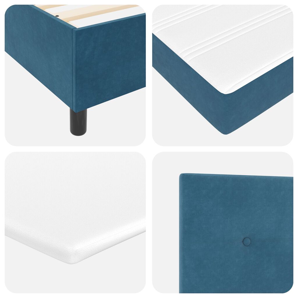 vidaXL Κρεβάτι Box Spring με Στρώμα Σκούρο Μπλε 90x200 εκ. Βελούδο