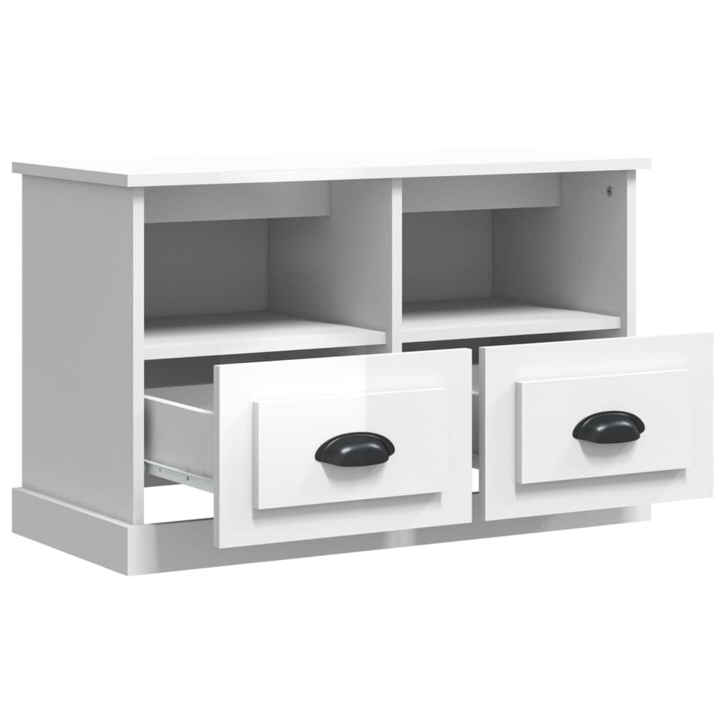 vidaXL Έπιπλο Τηλεόρασης Γυαλ. Λευκό 80x35x50 εκ. Επεξεργασμένο Ξύλο