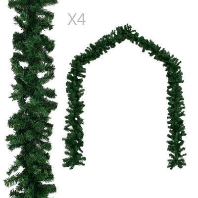 vidaXL Γιρλάντες Χριστουγεννιάτικες 4 τεμ. Πράσινες 270 εκ. από PVC
