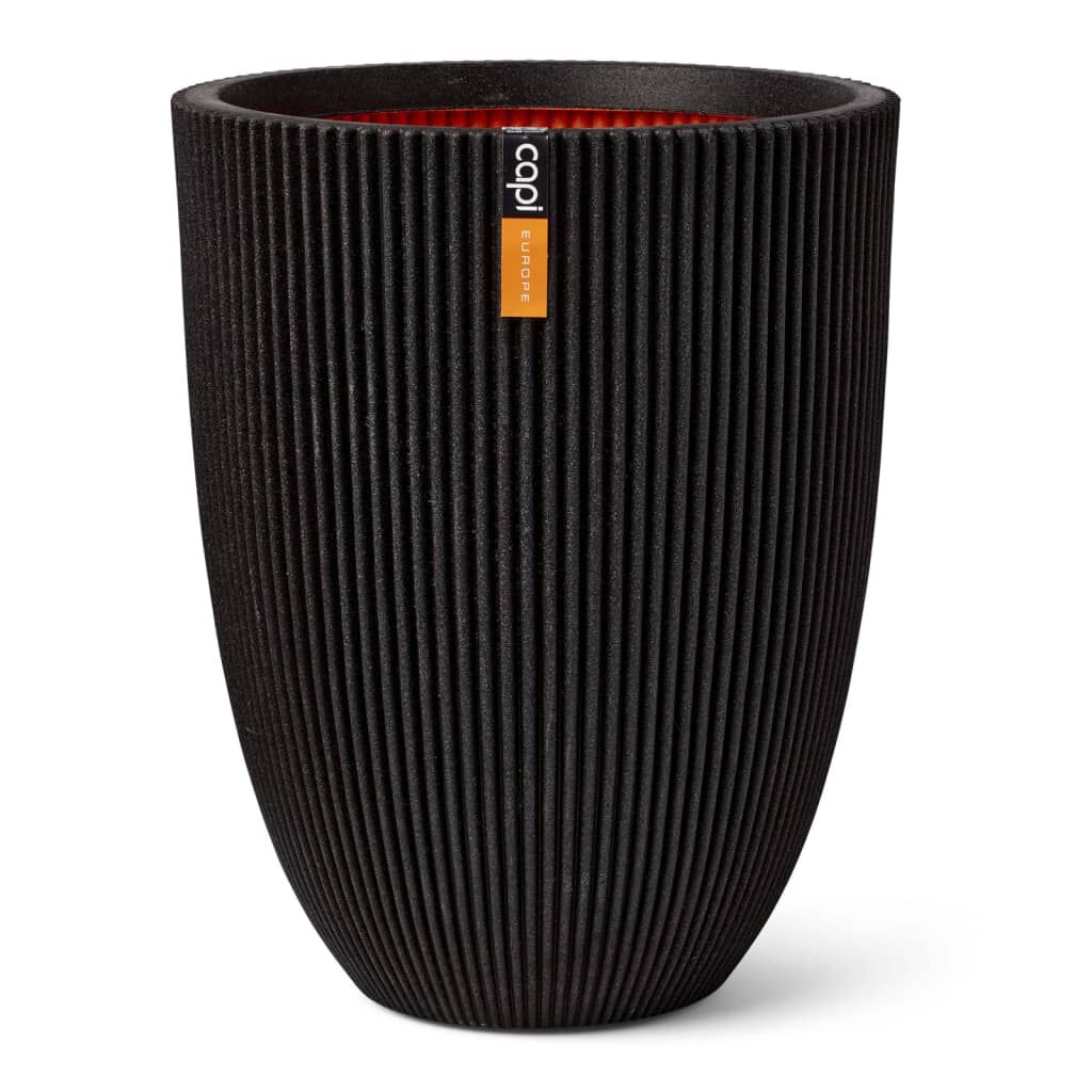 Capi Βάζο Elegant Groove Μαύρο 34 x 46 εκ.