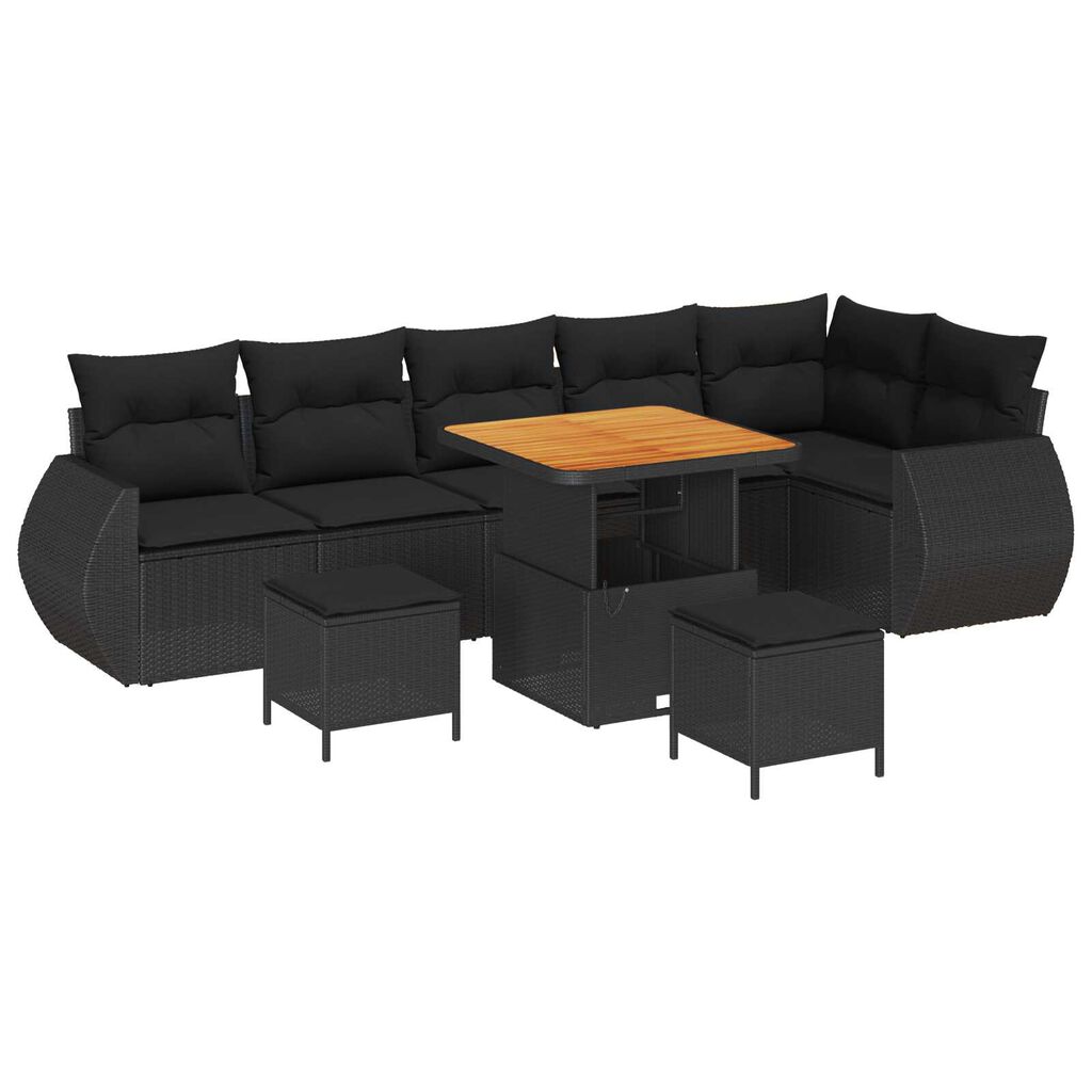 vidaXL Σετ Καναπέ Κήπου 9 pcs Μαύρο συνθετικό ρατάν