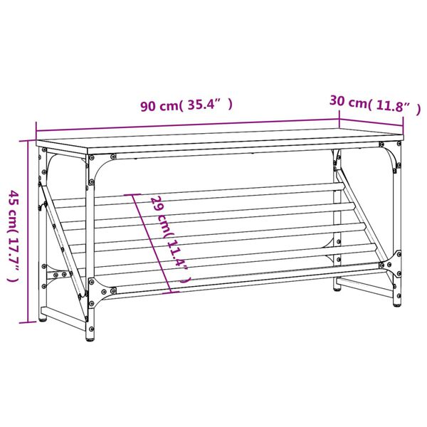 vidaXL Παπουτσοθήκη Καφέ Δρυς 90x30x45 εκ. Επεξεργασμένο Ξύλο
