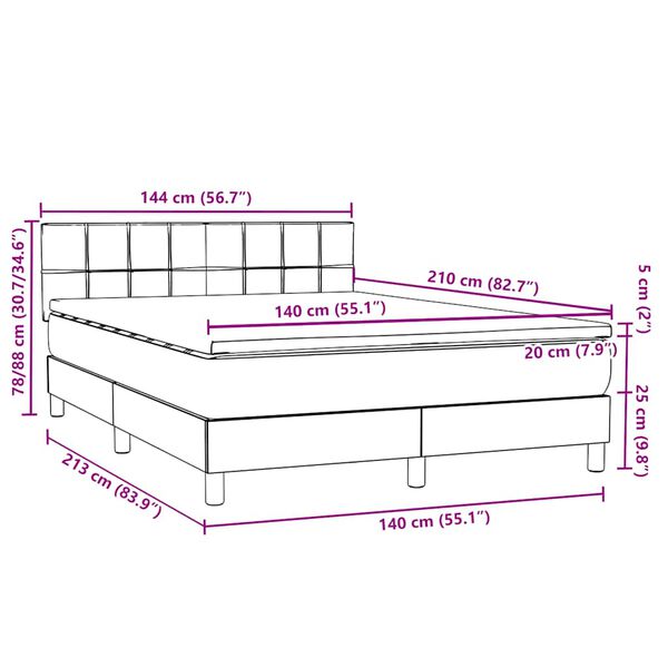 vidaXL Κρεβάτι Boxspring με Στρώμα Ροζ 140x210 εκ. Βελούδινο