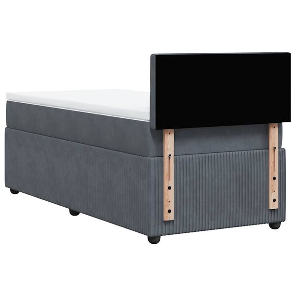 vidaXL Κρεβάτι Boxspring με Στρώμα Σκούρο Γκρι 90x190 εκ. Βελούδινο