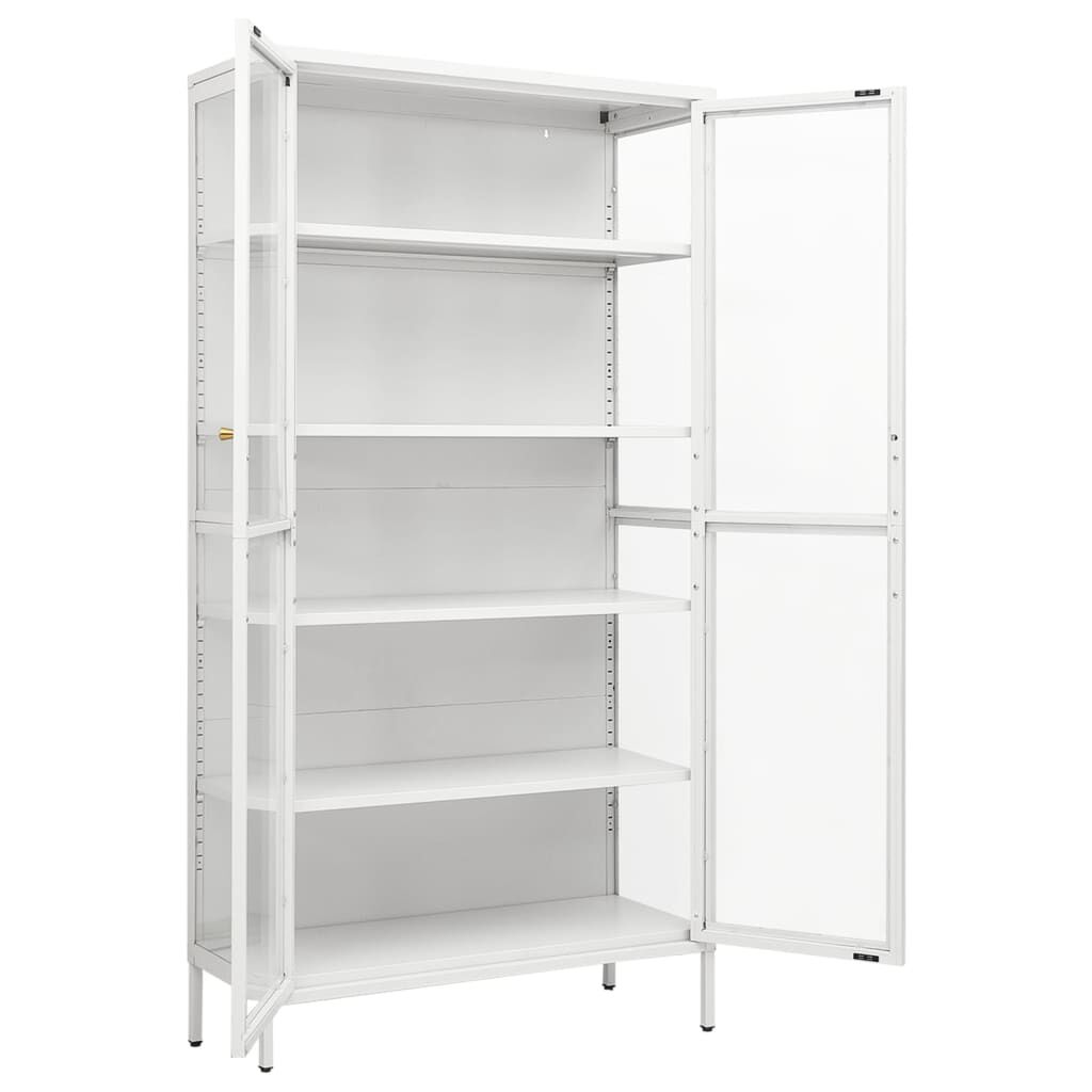 vidaXL Ντουλάπα Βιτρίνας Λευκή 90 x 40 x 180 εκ. Ατσάλι / Ψημένο Γυαλί