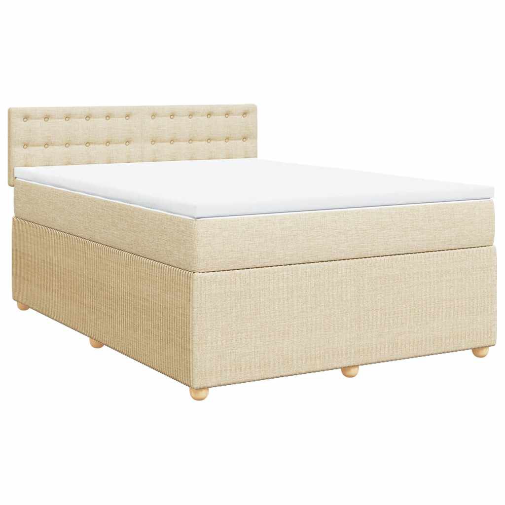vidaXL Κρεβάτι Boxspring με Στρώμα Κρεμ 140x190 εκ. Υφασμάτινο