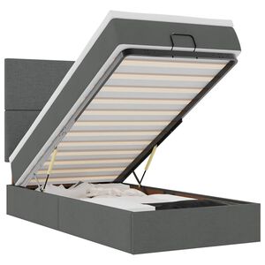 vidaXL Οθωμανικό κρεβάτι με στρώμα σκούρο γκρι 90x200cm ύφασμα