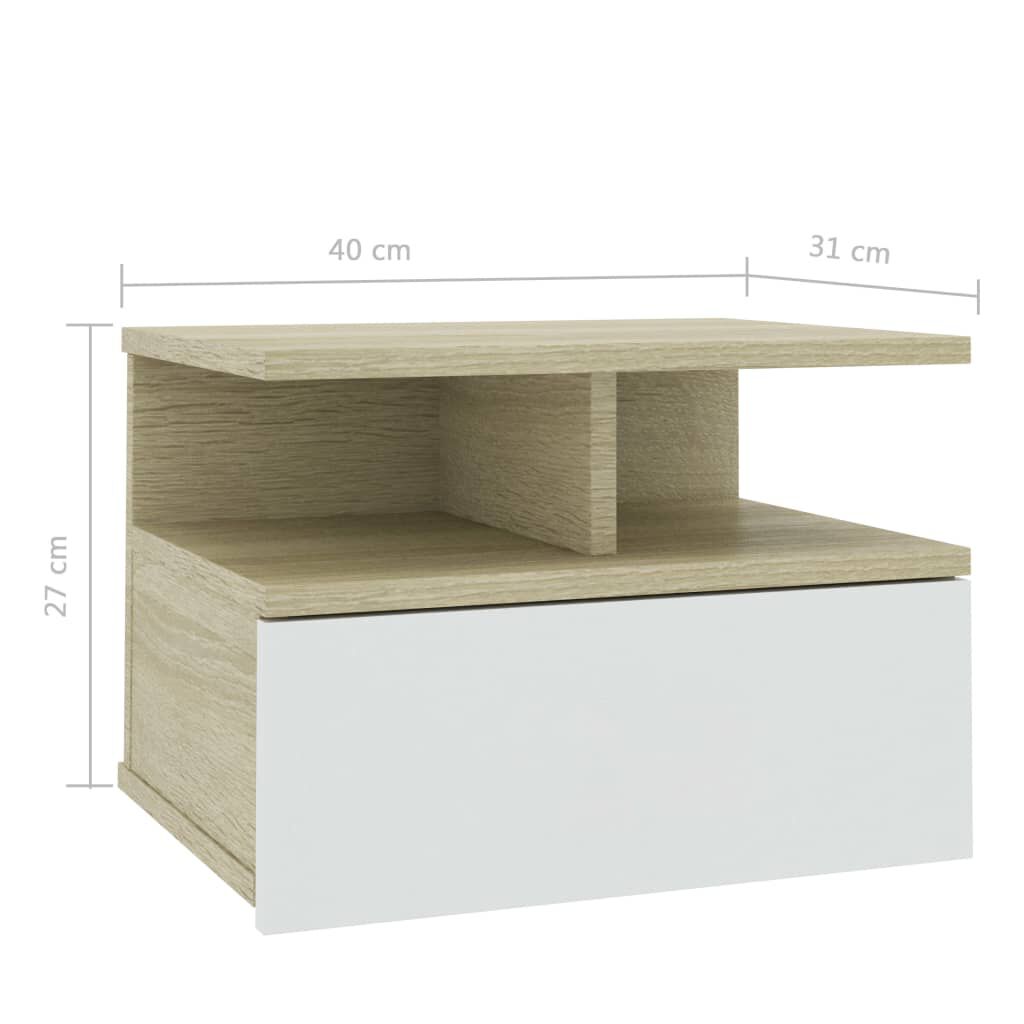 vidaXL Κομοδίνα Κρεμαστά 2τεμ. Λευκό/Sonoma 40x31x27εκ. από Επεξ. Ξύλο